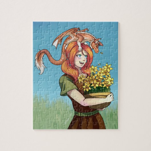Ansammlung von Blume mit einem Drachen Puzzle (Vertikal)