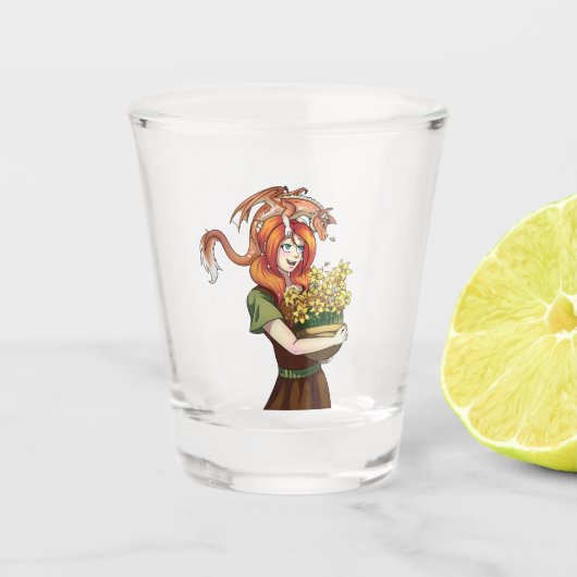 Ansammlung von Blume mit einem Drachen Schnapsglas (Vorderseite)