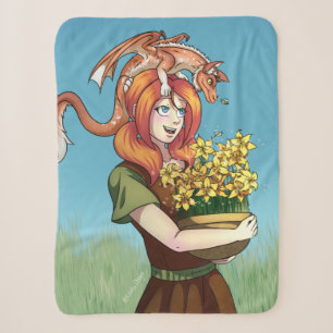 Ansammlung von Blume mit einem Drachen Sherpadecke