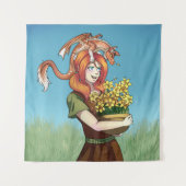 Ansammlung von Blume mit einem Drachen Wandteppich (Vorderseite)