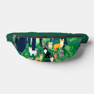 Ansammlung von Katzen in einem schattigen Waldlade Bauchtasche