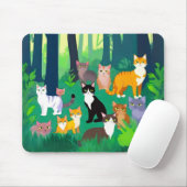 Ansammlung von Katzen in einem schattigen Waldlade Mousepad (Mit Mouse)