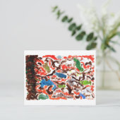 Ansammlung von Vögeln in einer Baumpostkarte Postkarte (Stehend Vorderseite)