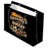 Anscheinend mag ich Fußball Große Geschenktüte (Vorderseite Schrägansicht)