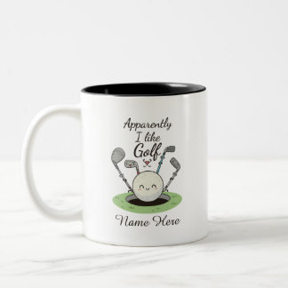 Anscheinend mag ich Golf personalisierter Name Zweifarbige Tasse