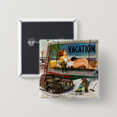 Anschlagtafel-Maler im Winter durch Stevan Dohanos Button (Vorne & Hinten)