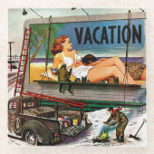 Anschlagtafel-Maler im Winter durch Stevan Dohanos Glasuntersetzer (Vorderseite)