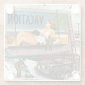 Anschlagtafel-Maler im Winter durch Stevan Dohanos Glasuntersetzer (Rückseite)