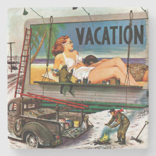 Anschlagtafel-Maler im Winter durch Stevan Dohanos Steinuntersetzer