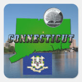 Anschlussplan, Text, Imitats Viertel, Flag-Landsch Quadratischer Aufkleber (Vorderseite)