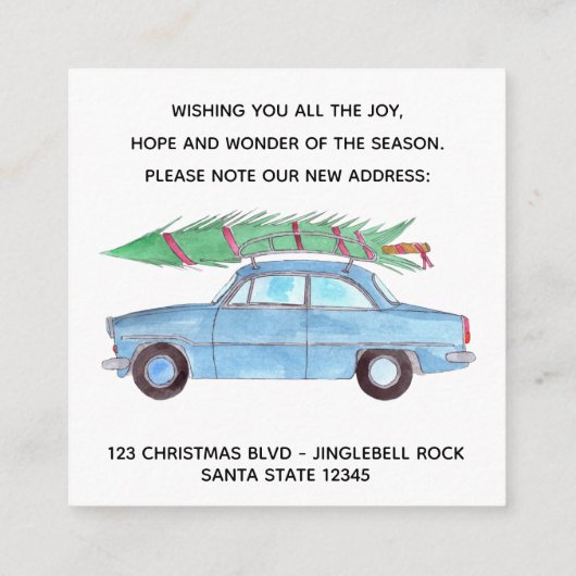 Anschrift Ankündigung Blue Car mit Weihnachtsbaum Begleitkarte (Rückseite)