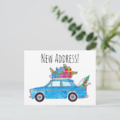 Anschrift Ankündigung Blue Car mit Weihnachtsgesch Postkarte (Stehend Vorderseite)