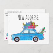 Anschrift Ankündigung Blue Car mit Weihnachtsgesch Postkarte (Vorne/Hinten)