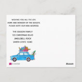 Anschrift Ankündigung Blue Car mit Weihnachtsgesch Postkarte (Rückseite)