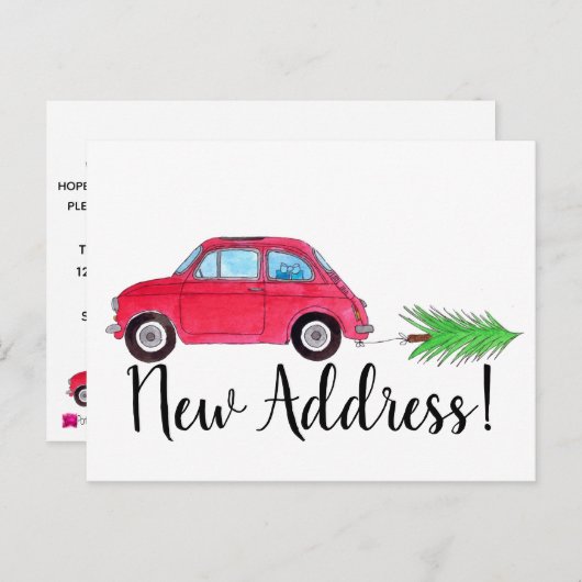 Anschrift Ankündigung Fiat 500 Weihnachtsbaum Postkarte (Vorne/Hinten)