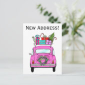Anschrift Ankündigung Pink Fiat 500 Weihnachtsgesc Postkarte (Stehend Vorderseite)