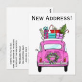 Anschrift Ankündigung Pink Fiat 500 Weihnachtsgesc Postkarte (Vorne/Hinten)