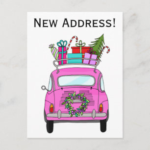 Anschrift Ankündigung Pink Fiat 500 Weihnachtsgesc Postkarte