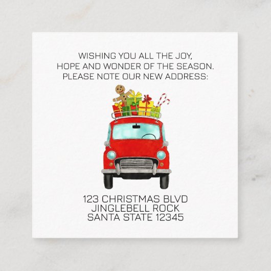 Anschrift Ankündigung Red Car mit Weihnachtsgesche Begleitkarte (Rückseite)