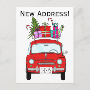 Anschrift Ankündigung Red Car mit Weihnachtsgesche Postkarte