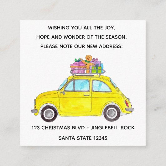 Anschrift Ankündigung Retro Fiat 500 Weihnachten Begleitkarte (Rückseite)