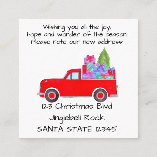 Anschrift Ankündigung Retro Lieferwagen Weihnachte Begleitkarte (Rückseite)