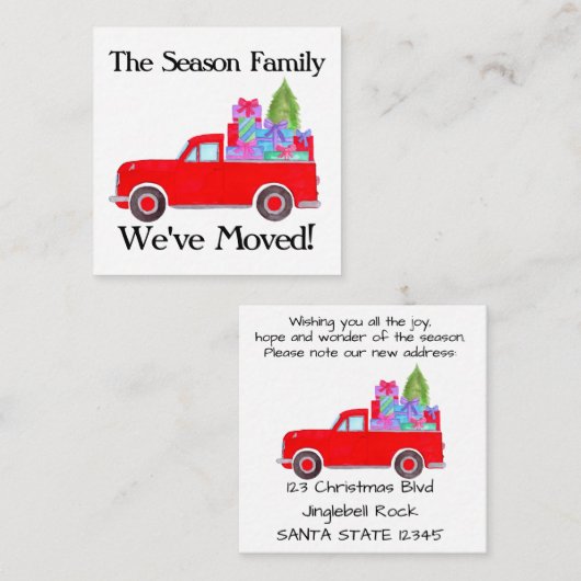 Anschrift Ankündigung Retro Lieferwagen Weihnachte Begleitkarte (Vorne/Hinten)