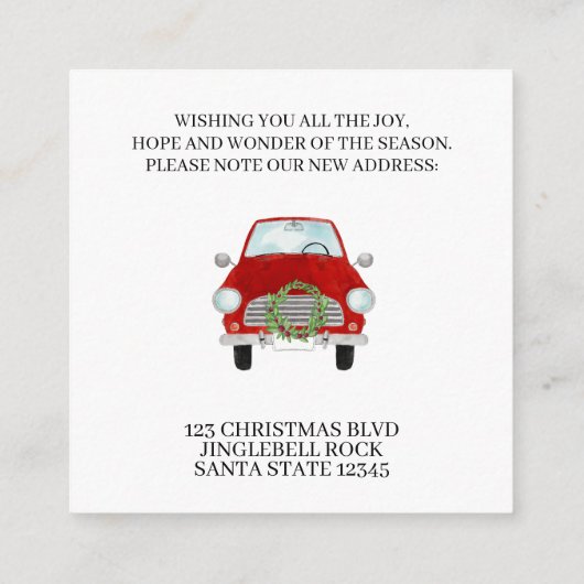 Anschrift Ankündigung Rotes Auto mit Weihnachtskra Begleitkarte (Rückseite)