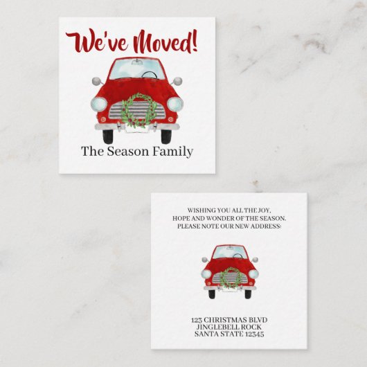 Anschrift Ankündigung Rotes Auto mit Weihnachtskra Begleitkarte (Vorne/Hinten)
