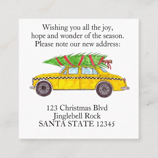 Anschrift Ankündigung Yellow Cab Weihnachtsbaum Begleitkarte (Rückseite)