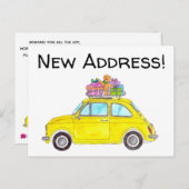 Anschrift Ankündigung Yellow Retro Fiat 500 Postkarte (Vorne/Hinten)