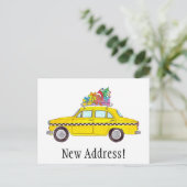 Anschrift Ankündigung Yellow Taxi Weihnachtsgesche Postkarte (Stehend Vorderseite)