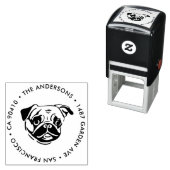 Anschrift Briefmarke, Mops Hund Adresse Briefmarke Permastempel (Beispiel)