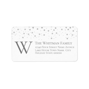 Anschrift der grauen Stars der weißen Monogram-Fam Adressaufkleber