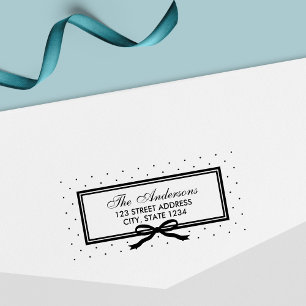 Anschrift der Grenz- und Ribbon-Polka-Dot-Familie Permastempel