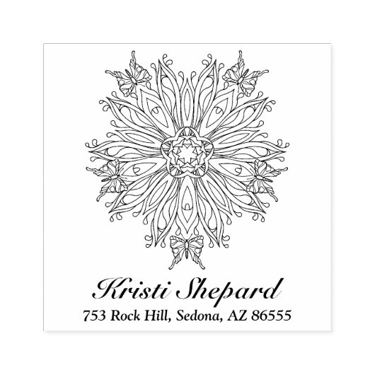 Anschrift der Schmetterlinge und Blume Gummistempel (Prägung)