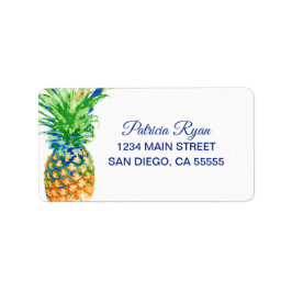 Anschrift der Tropischen Ananas Blaue Typografie Adressaufkleber