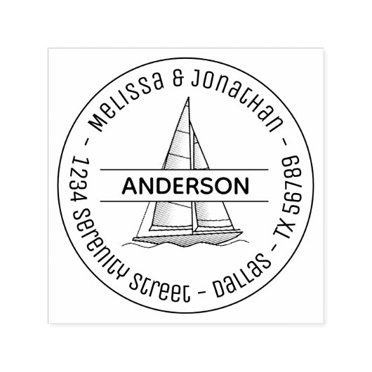 Anschrift der Yacht-Runde-Familie für Nautic Sailb Permastempel (Design)