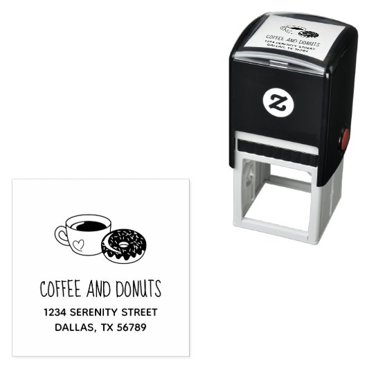 Anschrift des Cafés Donuts Permastempel (Beispiel)