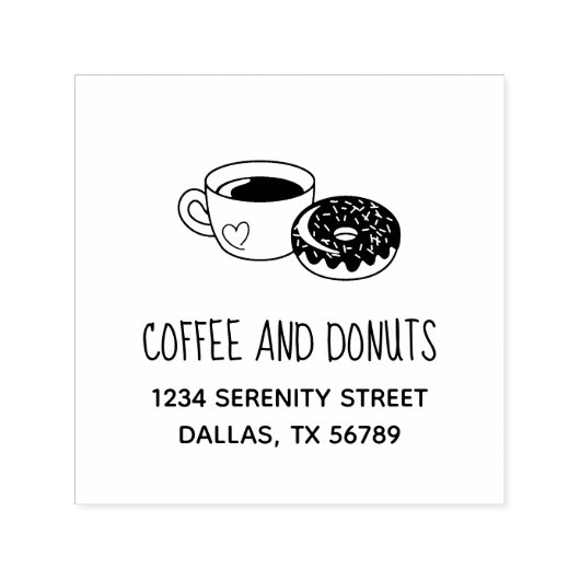 Anschrift des Cafés Donuts Permastempel (Design)