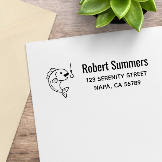 Anschrift des Fangbüchsenfischs Gummistempel