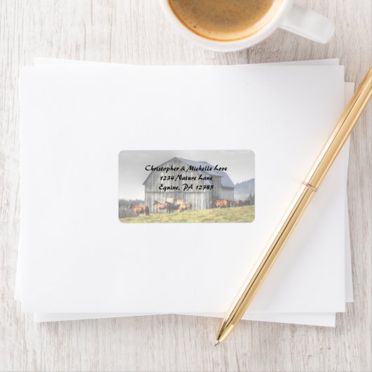 Anschrift des rustikalen Stallgebäudes und der Pfe Adressaufkleber (Insitu)