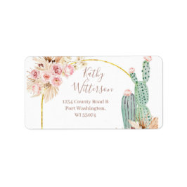 Anschrift Etikett Boho Cactus Pink Floral Baby Sho Adressaufkleber