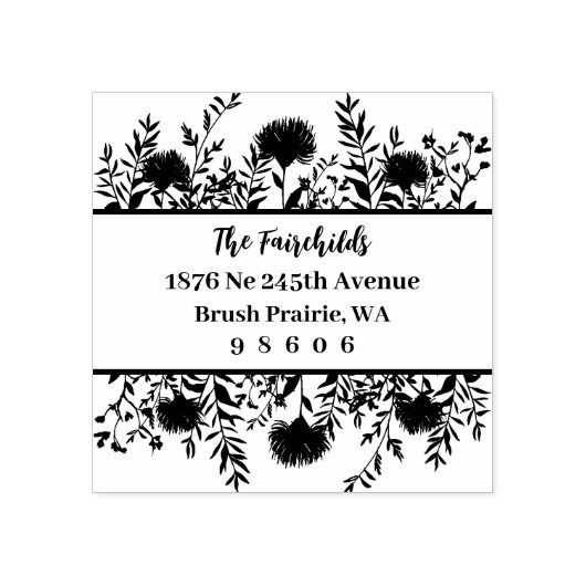 Anschrift Modern Simple Extravagant Wildblumen & T Gummistempel (Prägung)