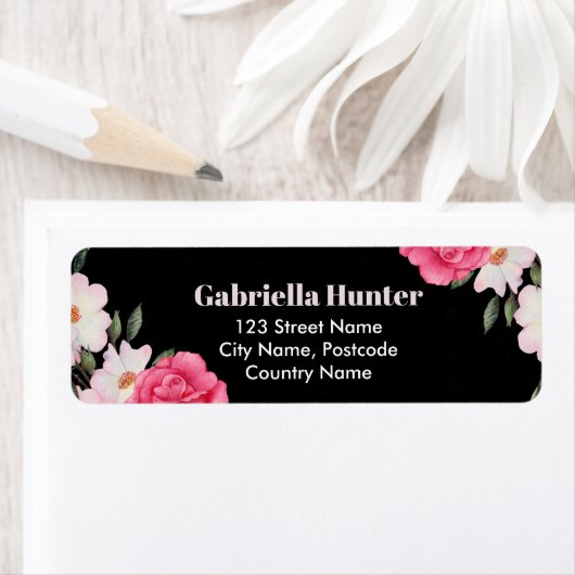 Anschrift Pink White Roses Ballerina Floral Black (Insitu)