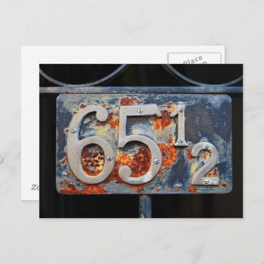 Anschrift Plaque, fünfundsechzig und einhalb Postkarte (Vorne/Hinten)