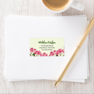 Anschrift Wasserfarbe Pink Hydrangea Lacecaps Adressaufkleber