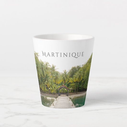 Anse Noire (Black sand beach), Martinique travel Milchtasse (Vorderseite)