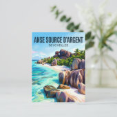 Anse Source d’Argent Seychellen Postkarte (Stehend Vorderseite)