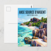 Anse Source d’Argent Seychellen Postkarte (Vorne/Hinten)